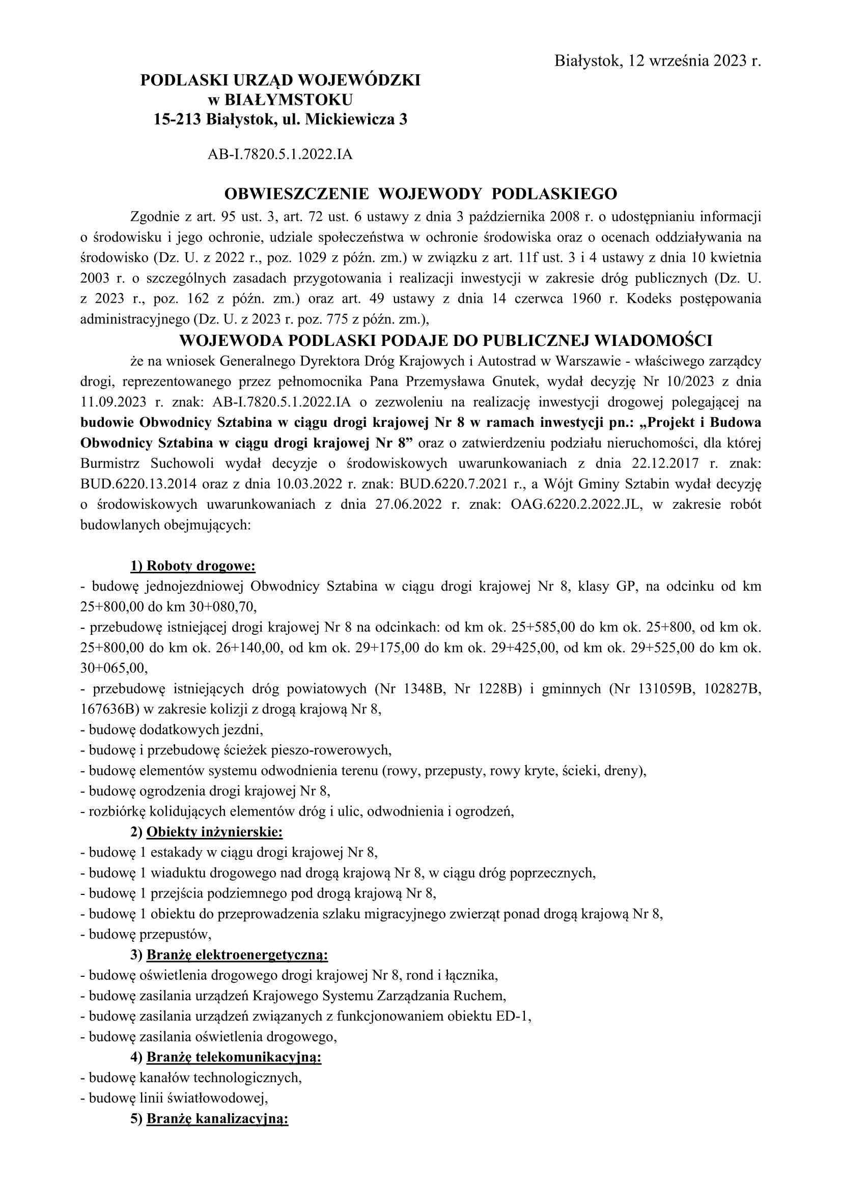 Obwieszczenie Wojewody Podlaskiego


    

