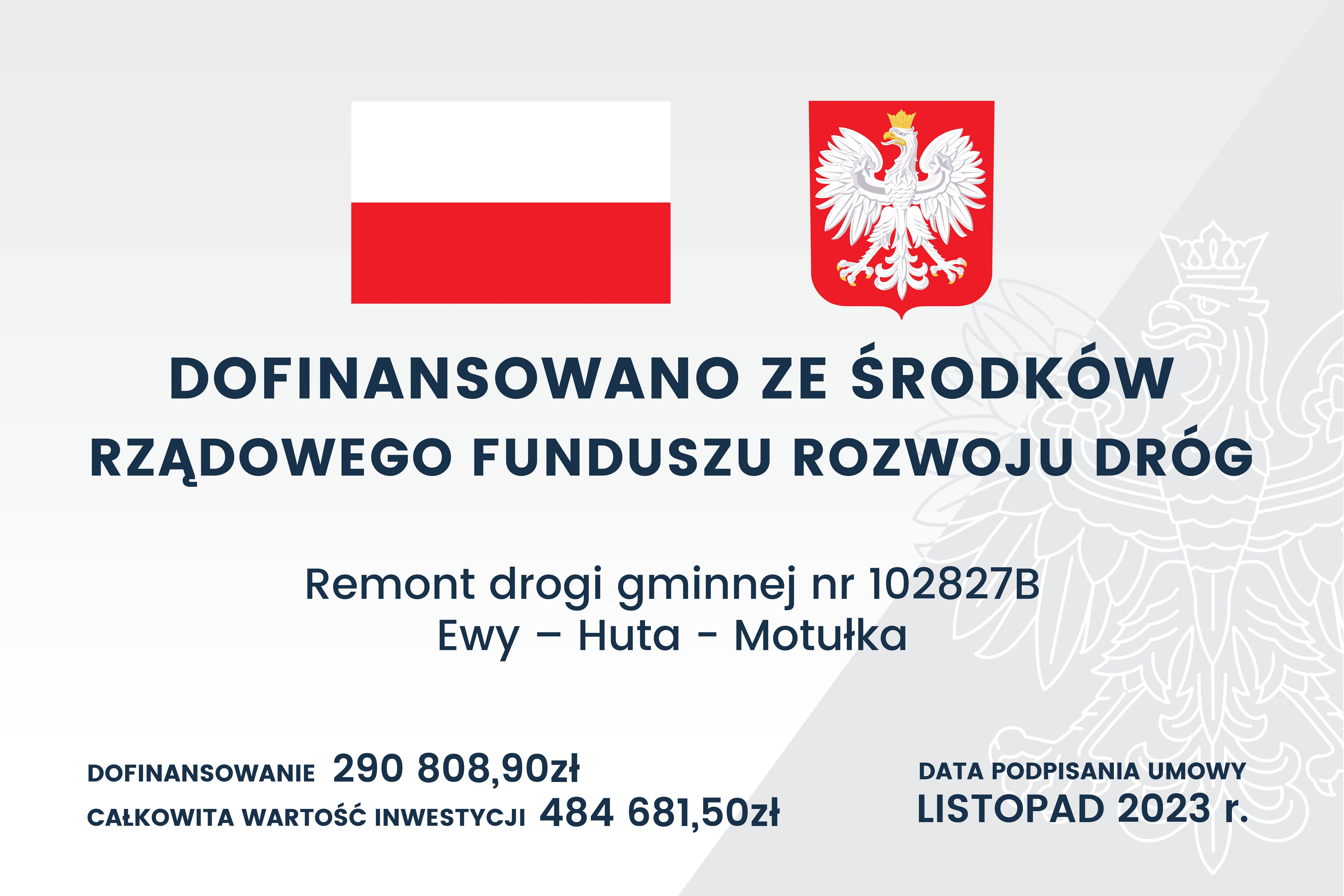 Remont drogi gminnej nr 102827B Ewy - Huta - Motułka

Nazwa projektu:
Remont drogi gminnej nr ...